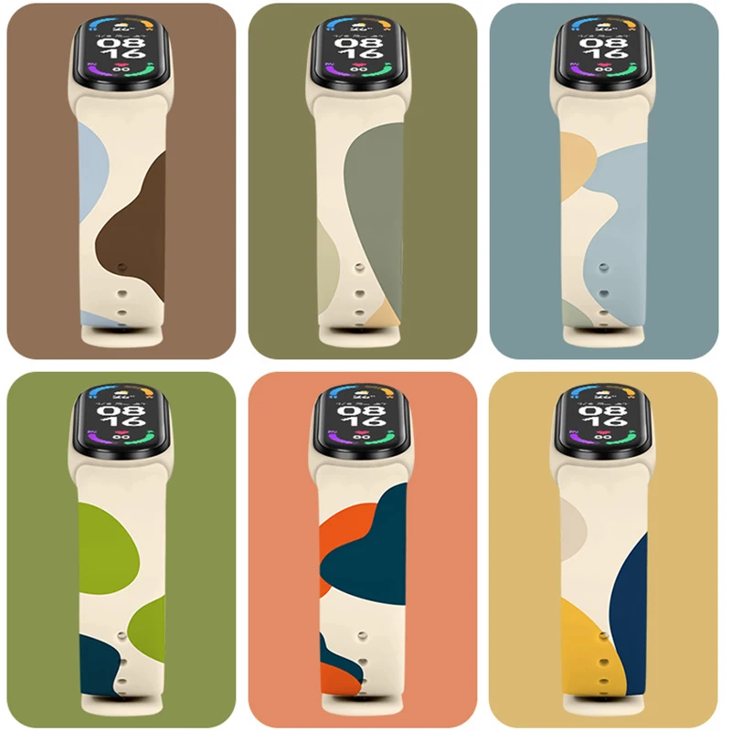 

For Mi Band 7 6 5 4 3 Nfc printing Silicone Watch Band Morandi Color Bracelet For Xiao Mi 6 5 4 Watch Band Bracelet Sports Wrist