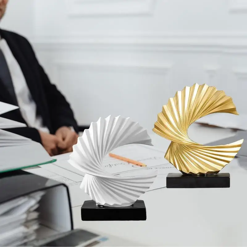 

Ocean Wave Sculpture Gold/White Wave Resin Statue Modern Abstract Home Decor Ocean Wave Decorations for Indoor Bedroom Desk