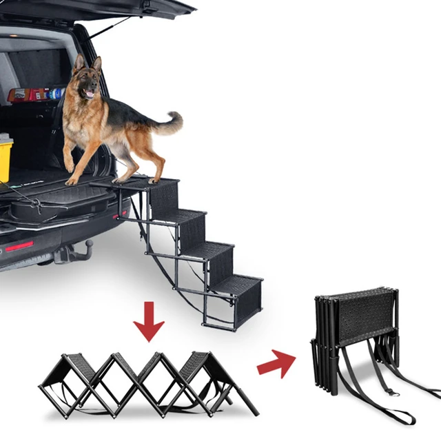 Portable Dog Car Step Stairs, Folding Dog Ramp for Large Dogs,Aluminum  Frame Pet Stairs for Indoor Outdoor Use, Accordion Lightweight Auto Large  Pet