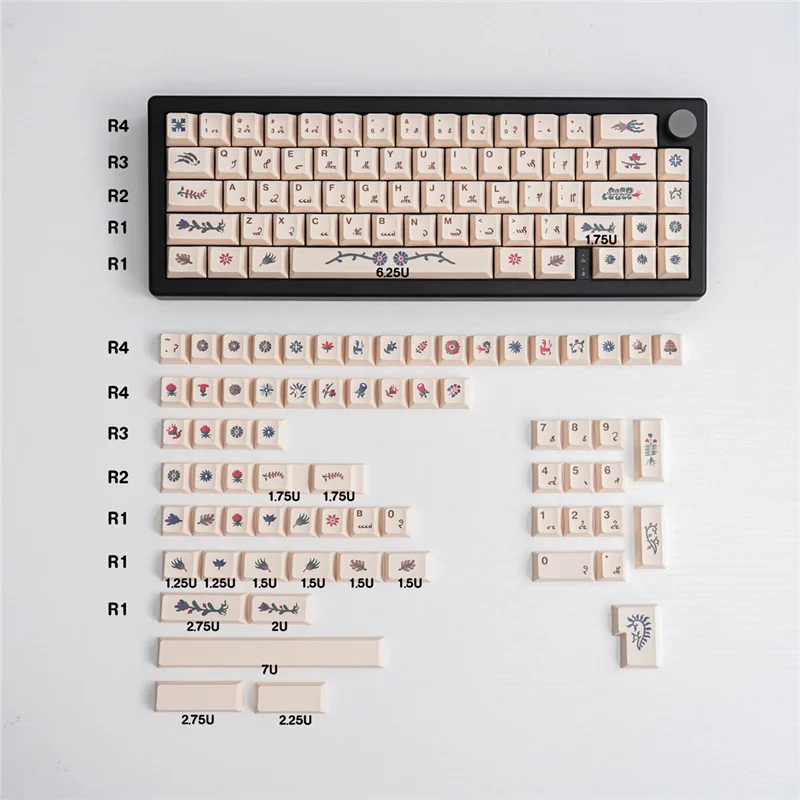 Retro Voynich Manuscript Mechanical Keyboard Keycap 135 Keys PBT