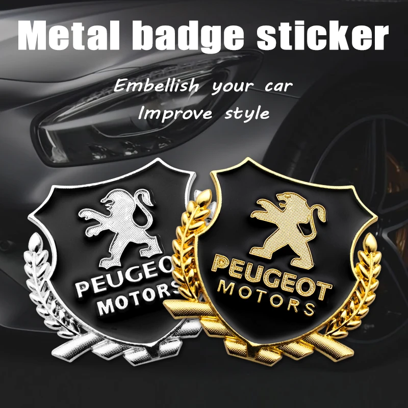 2pc 3D Metal Car Emblems Badge Stickers Decoration Decal For Peugeot 3008 208 407 406 4008 206 5008 308 307 301