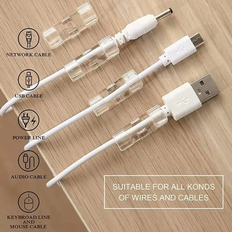 2060개 케이블 관리 클립 와이어 홀더 세트 USB 데이터 충전 케이블용 벽걸이형 스풀 정리함