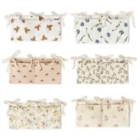 W3JF Baby Bedside Storage Bag with 2 Pocket Baby Organize Hangings Storage Bag Cotton for Diapers Pacifiers & Baby Supply