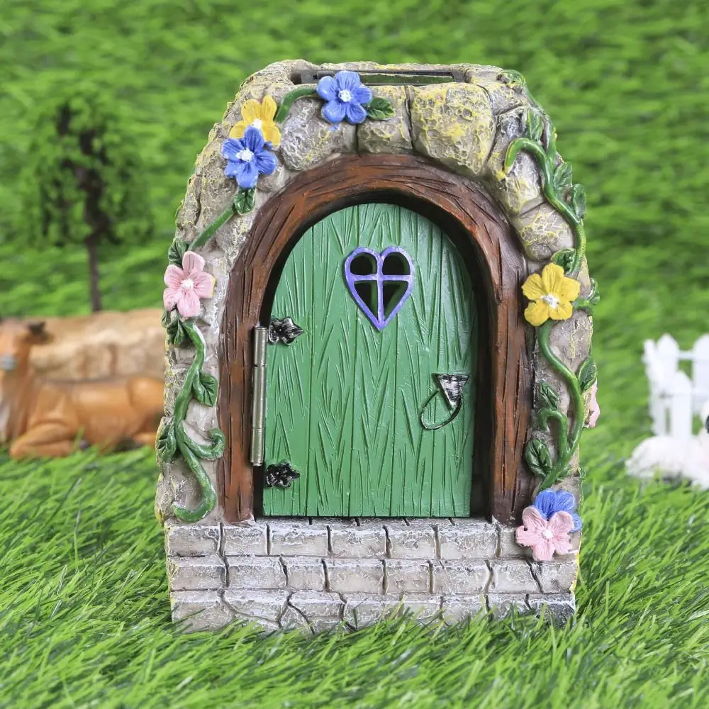 

Funny Solar Fairy Door Light Art Statues Resin Waterproof Garden Door Statue Handmade Lifelike Fairy Door Decorations Yard