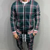 New Zipper Set Colorful Plaid Men Casual Autumn Tracksuit Set Male Sweatshirt Pocket Fashion Jackets Men Tracksuit Sets Mens set 3