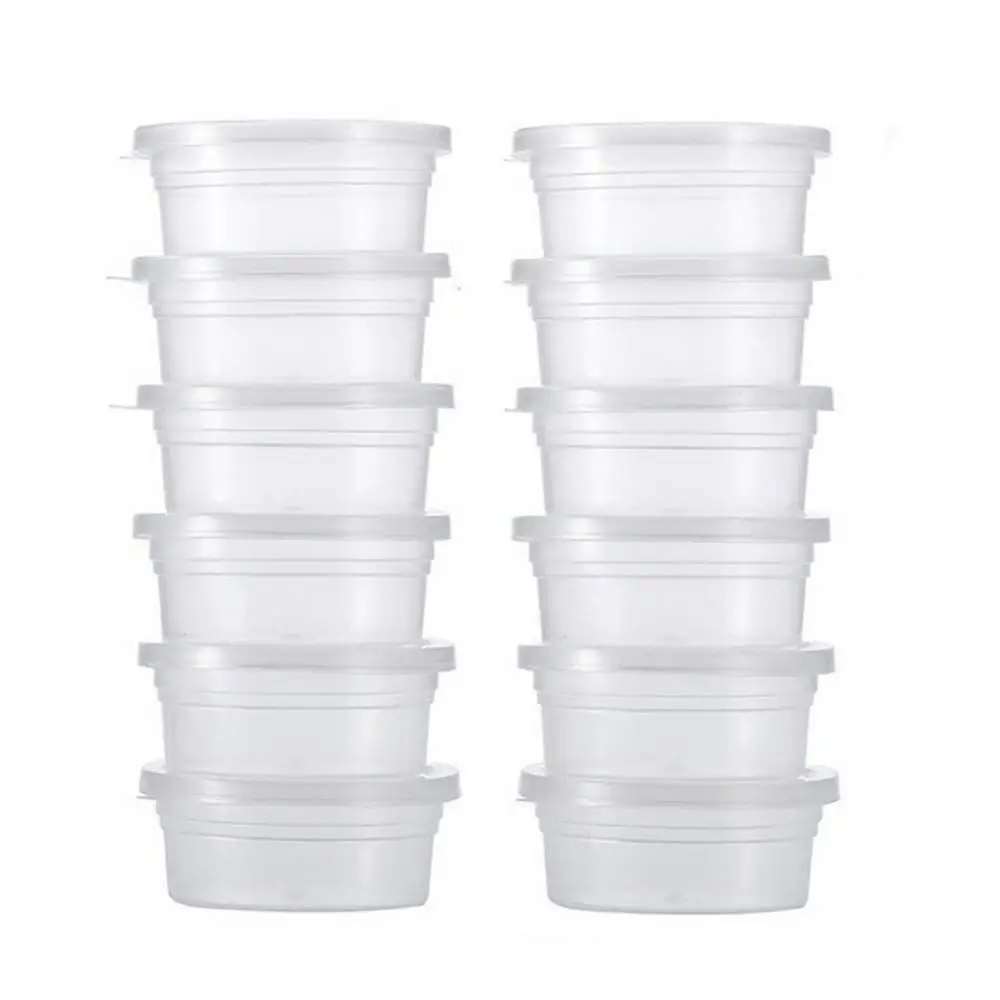 Storage Box Container with Lid Plastic Clear 12Pcs Slime Round Foam Ball Cups Lids Clay plasticine color mud box sealing bo |