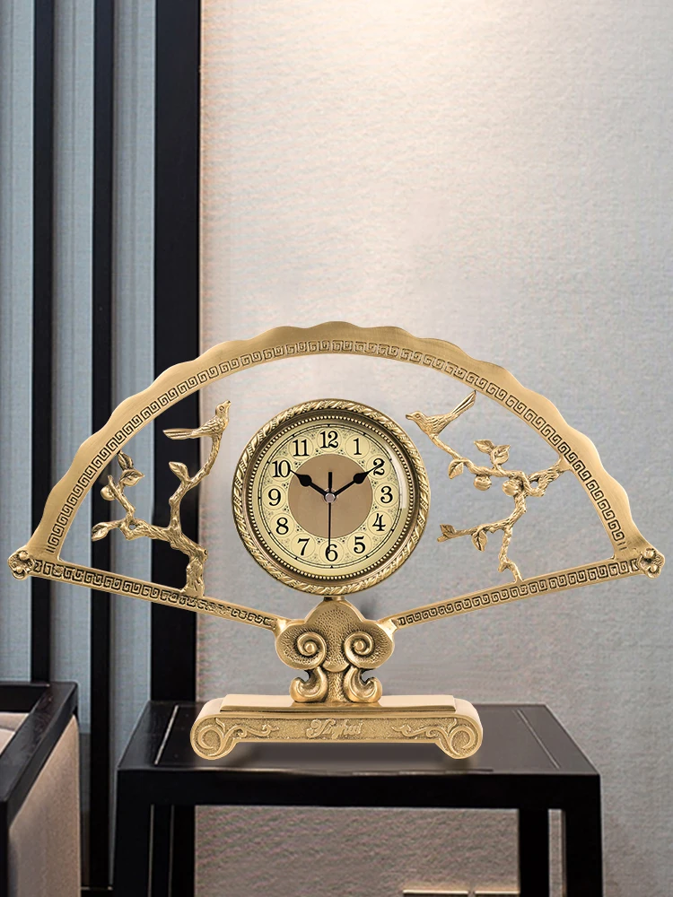

Brass clock, living room, household copper piece, desk clock, Chinese style classical tabletop decoration, tabletop ornament, si