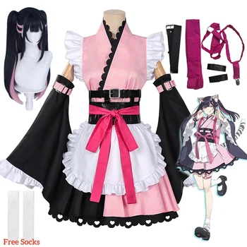 Costume Cosplay Principessa Cosmica Kaguya Komazawa Noi, Stile Giapponese con Stampa Fiori di Ciliegio, Maniche a Spalla, Outfit per Performance sul Palco