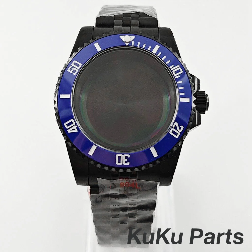 Black Purple GMT Bezel Watch Case with PVD Black Jubilee Bracelet and Sapphire Crystal