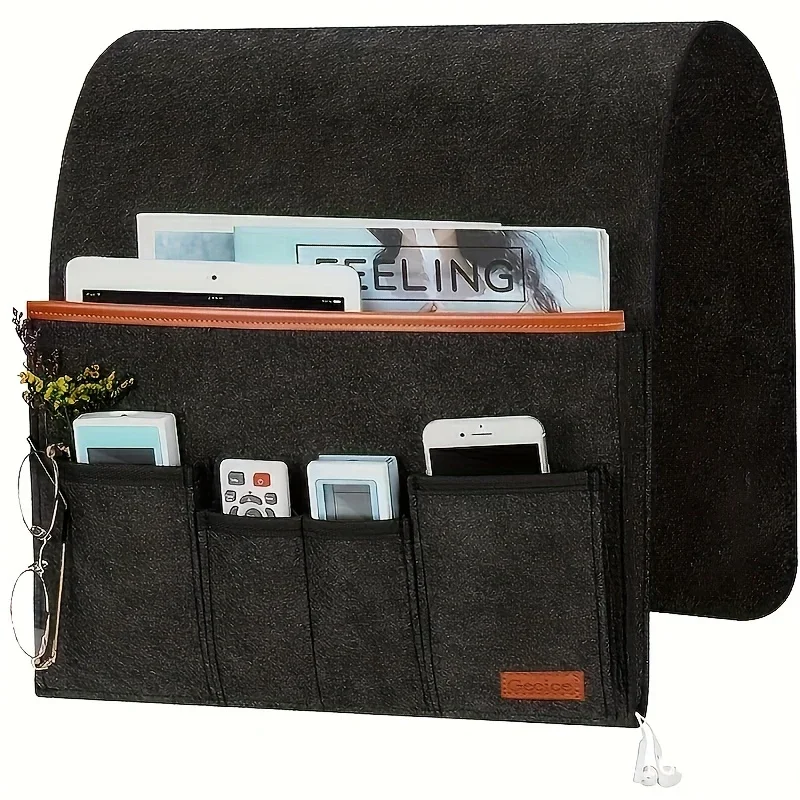 Sturdy Felt Hanging Organizer for Bedside & Dorm Rooms - Multi-Pocket Storage Pouch for Remote Control Books Essentials