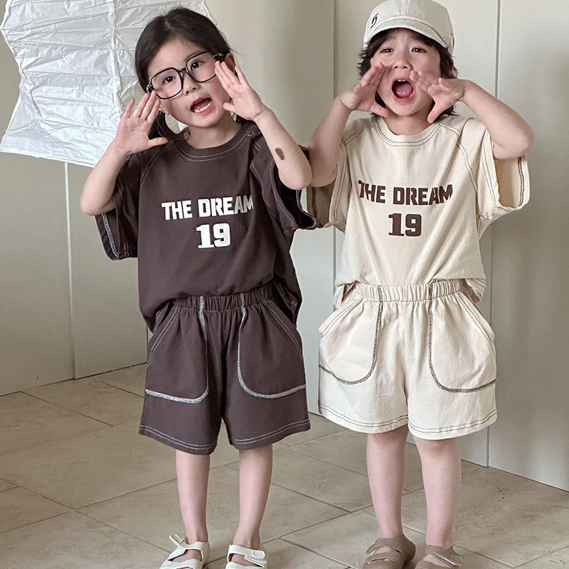 Kids Summer Sports Tracksuit Tee Shorts Set