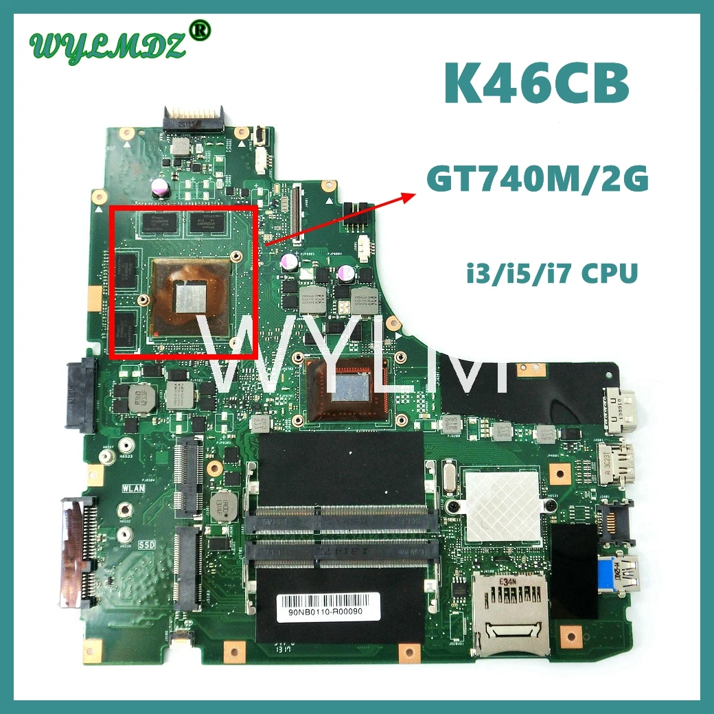 

Used K46CB I3/i5/i7CPU GT740M/2GB Mainboard For Asus A46C K46C K46CB K46CM Laptop Motherboard 100% Tested Working Well