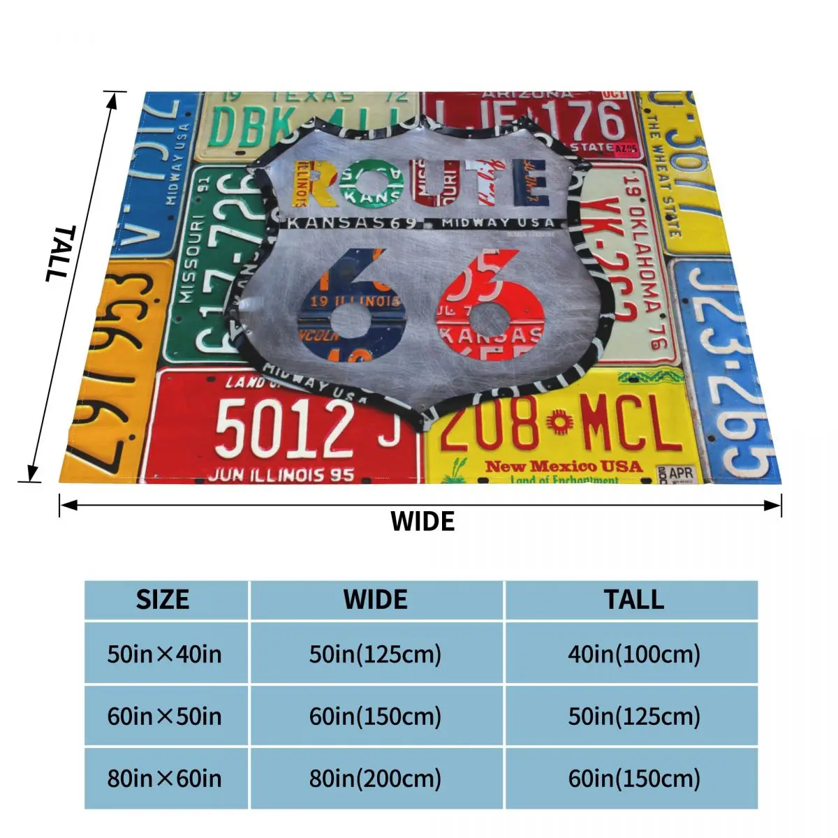 Route 66 Plaid Blankets Sofa Cover Fleece Spring Autumn Vintage Super Warm Throw Blanket for Home Outdoor Bedding Th