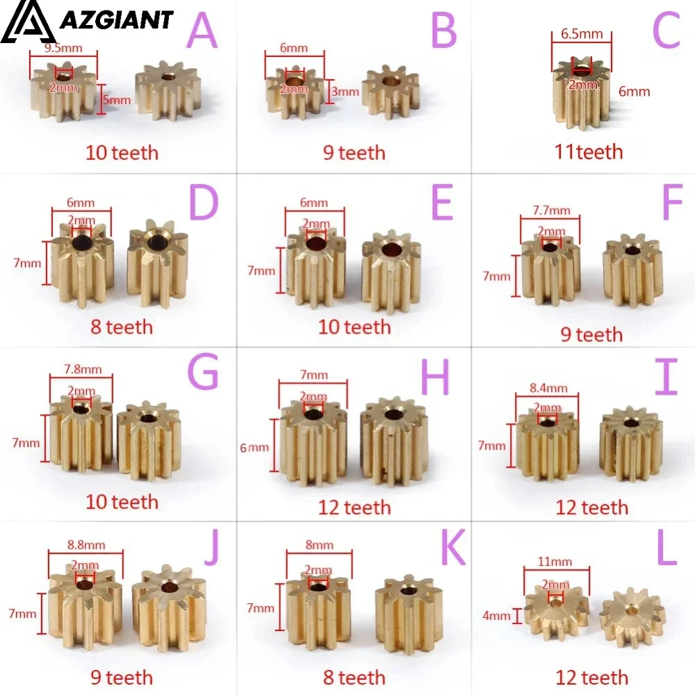 Copper Car Motor Gear 8/9/10/11/12 teeth 1PC for FC280 260 130 140 motor
