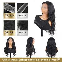 Perruque de cheveux humains ondulés Lace Front de 30 à 40 pouces, perruque frontale en dentelle HD transparente 13x6, densité 250, effet mouillé et ondulé 4