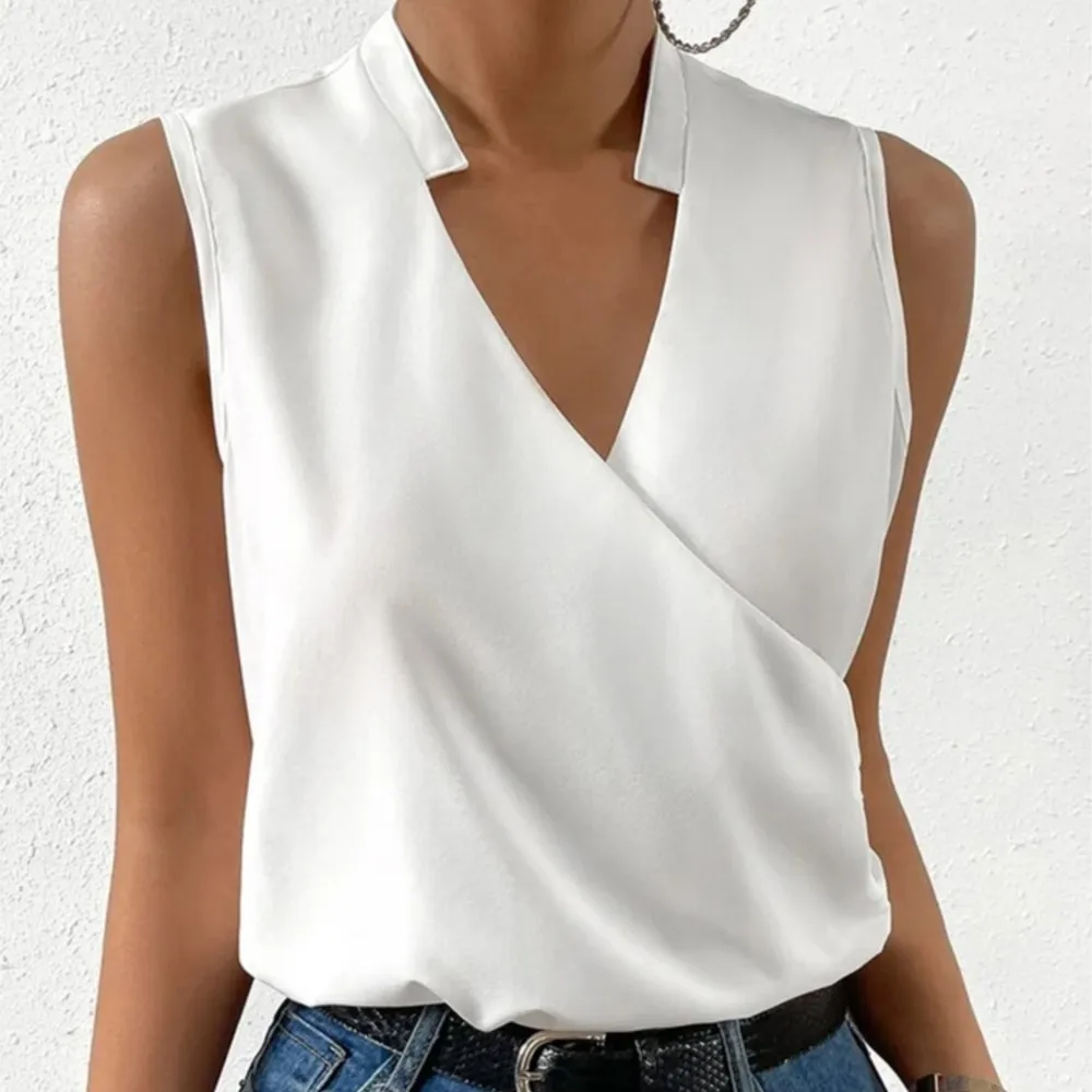 

Футболка женская с V-образным вырезом, элегантная повседневная майка, винтажная рубашка во французском стиле, универсальная с цветочным принтом, без рукавов, на лето