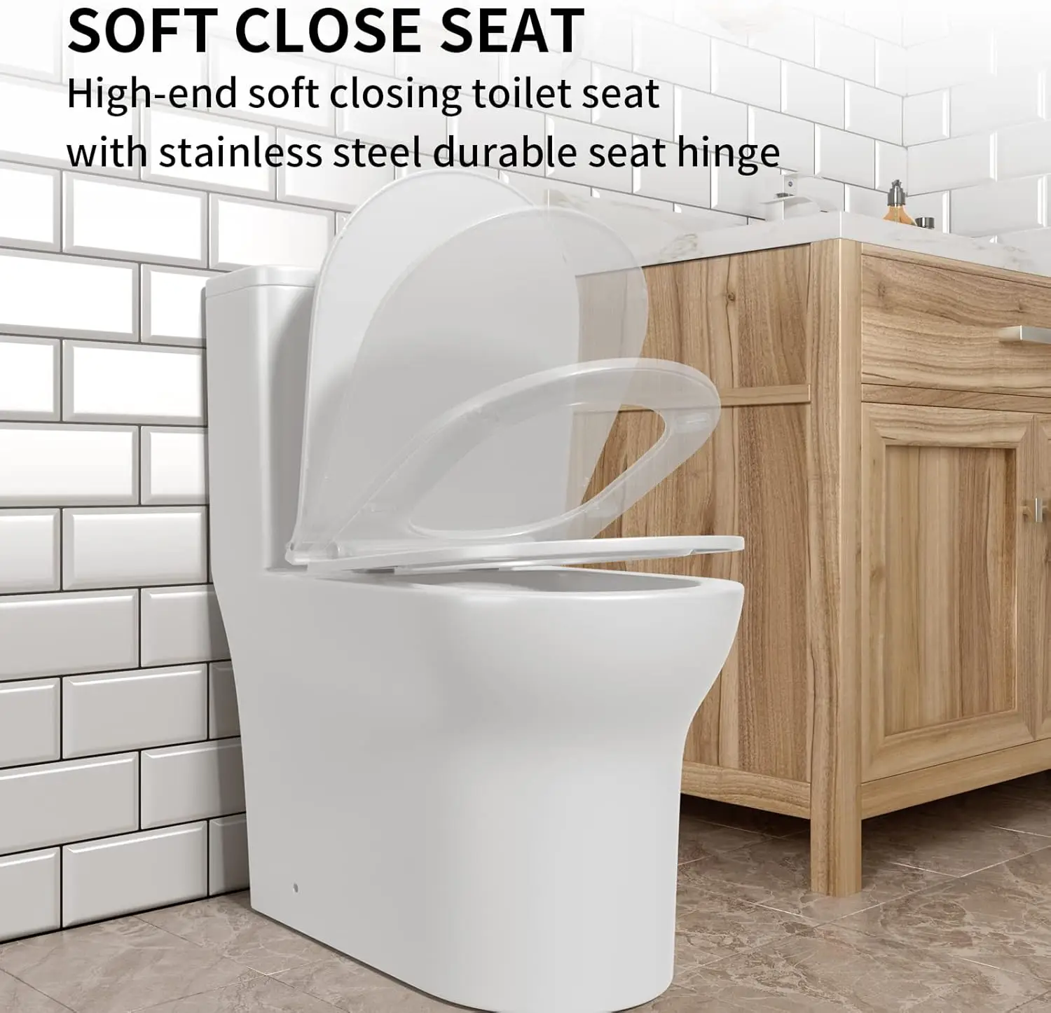 Dual Flush Elongated Standard One Piece Toilet with Comfortable Seat Height Powerful & Quiet Dual Flush Modern Toilet 3