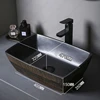 Ceramic Table Sink Bathroom Balcony Countertop Vessel Sink Oval Above Counter Wash Basin Lavatory Vanity Sink Brown Art Basin 6