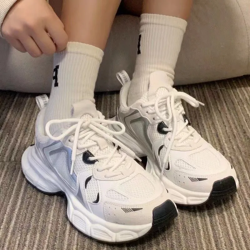 Women Chunky Running Sneakers Mesh Breathable Increased Internal Sports Jogging Casual Trainers Ladies Fitness Vulcanize Shoes running shoes