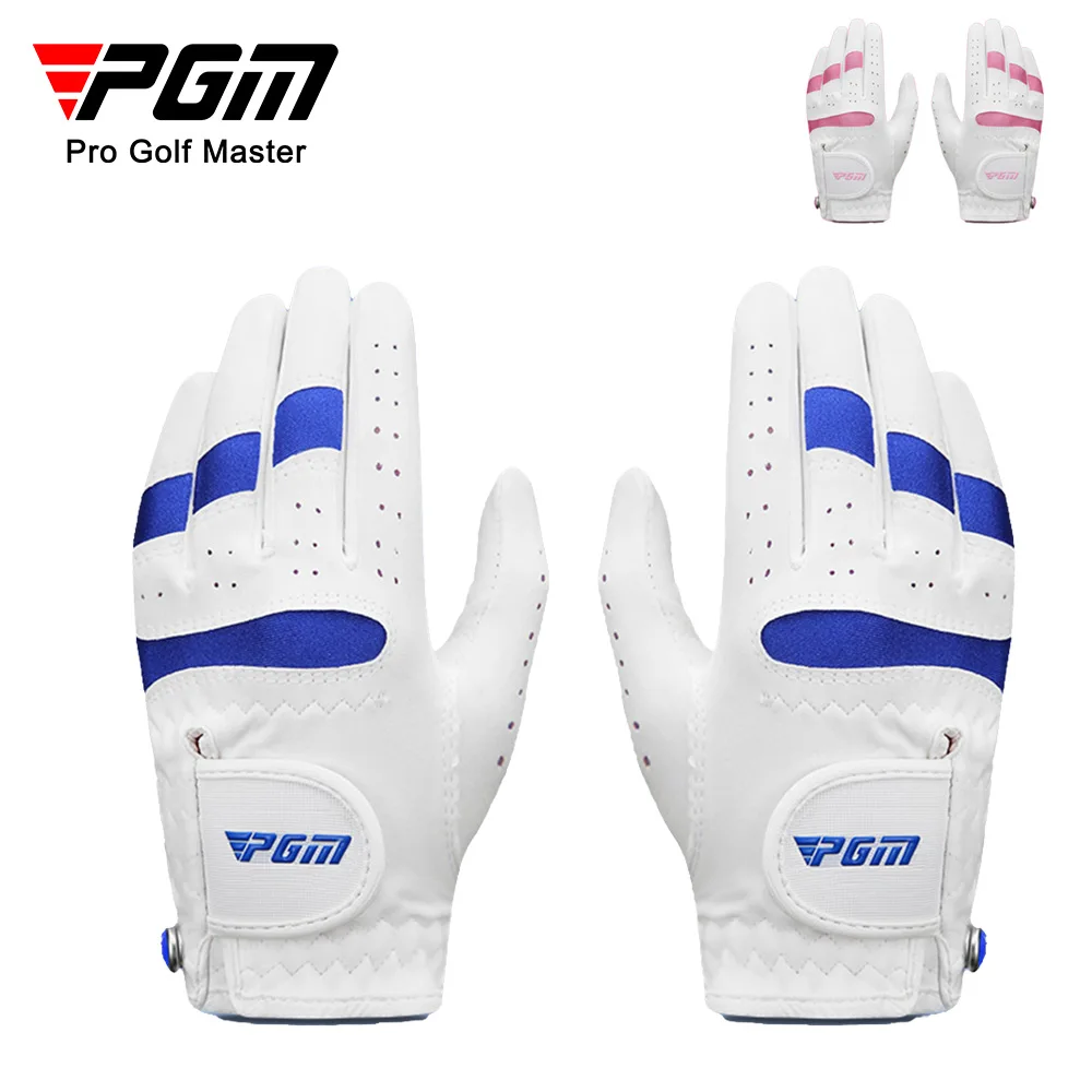 

PGM Pack 1 Pair Golf Gloves Kids Microfiber Cloth Breathable Anti-Slipping Gloves Blue Pink Left Hand Right Hand ST024