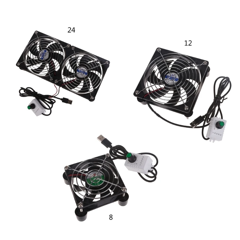 

High-Airflow Router Cooling Fan for Computer Cooler Box Wireless DC5V USB Power 80mm 8cm 12cm 24cm Cooling Fan