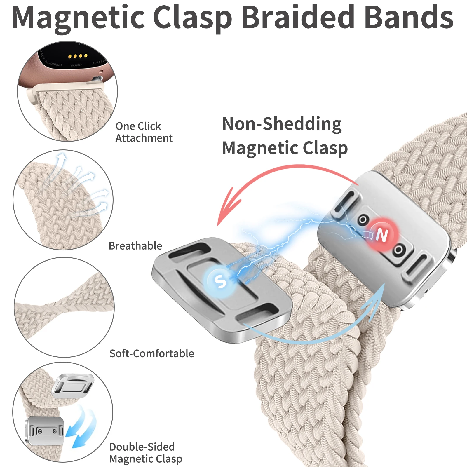 Vibrant Elastic Woven Magnetic Buckle Strap – Sport Band