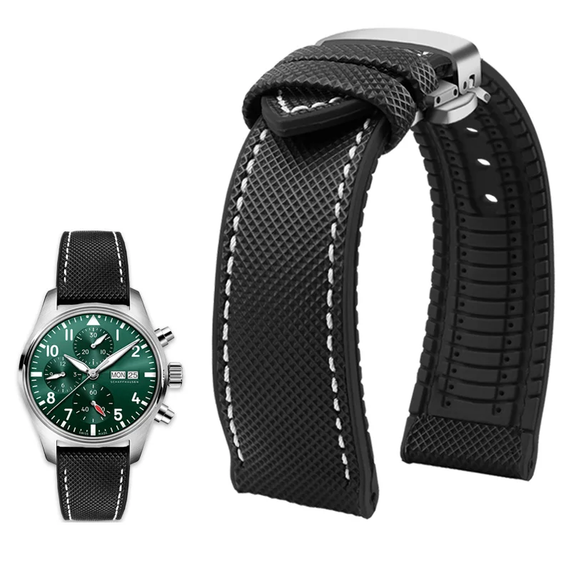 Durable Canvas Nylon Waterproof Watch Strap with Rubber Lining - Men's Watchband Accessories