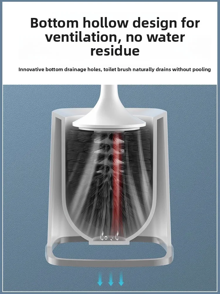 Home Toilet Bru Set with Base Long Handle Hanging Sle No Dead Angle Cleaning for Batoom Toilet Durable Plastic Bru