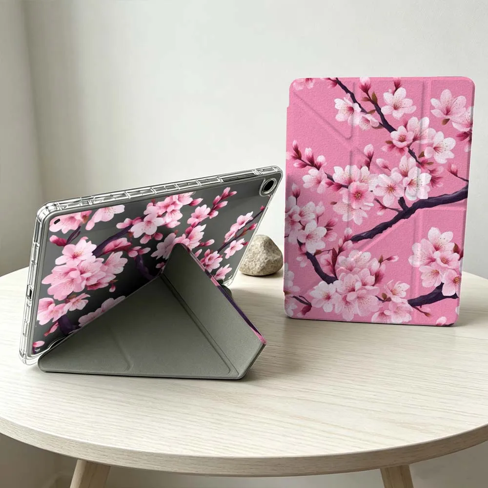 Pink Cherry Blossom Pattern Soft Foldable Tablet Case