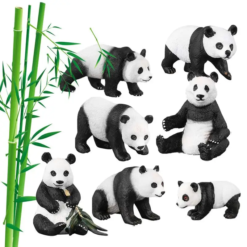 

7pcs Simulation Panda Animals Model Figurine Gift For Kids Children Collection Toys Home Desktop Decor Miniature Accessories