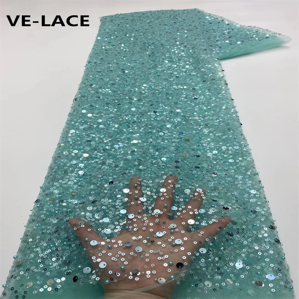 

African Lace Fabric 2023 High Quality Tulle Mesh Lace Nigerian French Lace Fabric 5 Yards For Wedding Party Dress Sewing X-0130