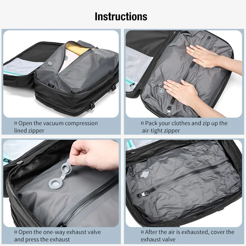 Travel Men Expanded Laptop Backpack vacuum compression hiking Backpack USB charging Business Large Capacity school Backpack 2