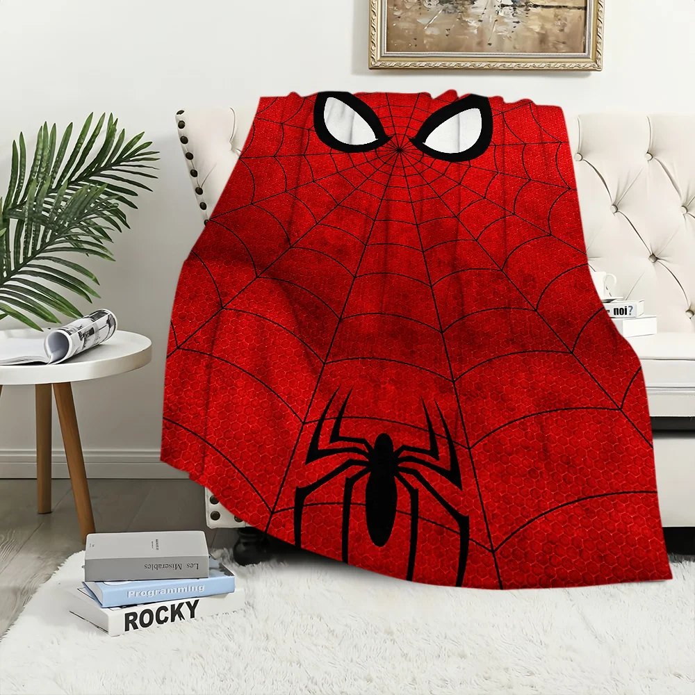 Fashion Cartoon S-Spider-Man Cool Blanket Plush Nap Sofa rug for Living Room Warm Office Bedroom Birthday Home Travel Kid Gifts 2