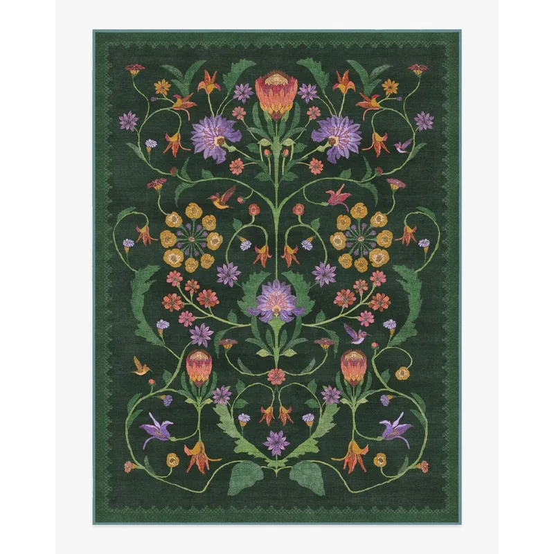 Iris Apfel Protea Forest Green Rug for Living Room Floral Aesthetic Ornate Gothic Home Decor Carpet Anti-slip Washable Floor Mat floor mat plush rug decorative carpet silk wool rug plush carpet non slip carpet imitated cashmere carpet anti skid flooring