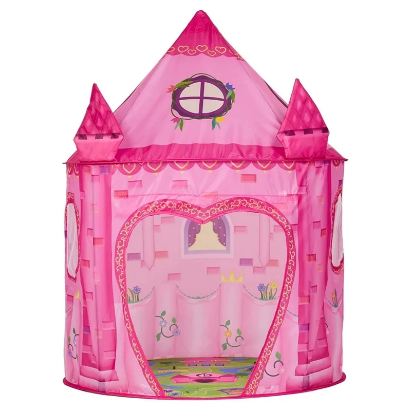 אוהל משחק פופ-אפ לילדים בית משחק צעצוע לילדים פנימי וחיצוני ורוד אוהל משחק נסיכה טיפי