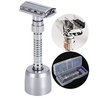 Double Edge Safety Razor Adjustable Classic Mens Shaving Mild to Aggressive Hair Removal Manual Shaver it with 5 Blades
