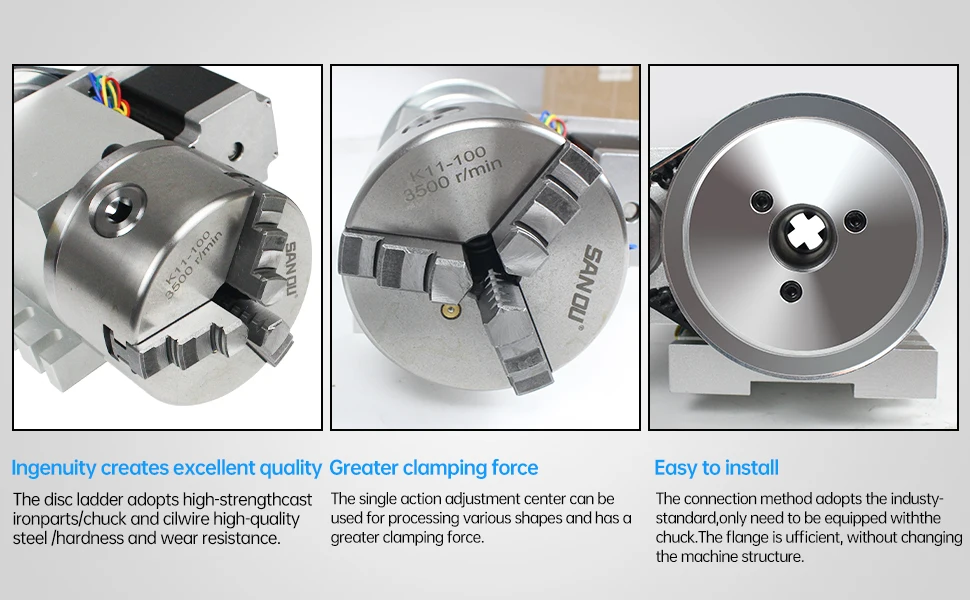 【EU BR】 4th axis K11-100mm 3-jaw chuck 100mm + tailstock 65mm CNC indexing head swivel kit for CNC milling machines etc.