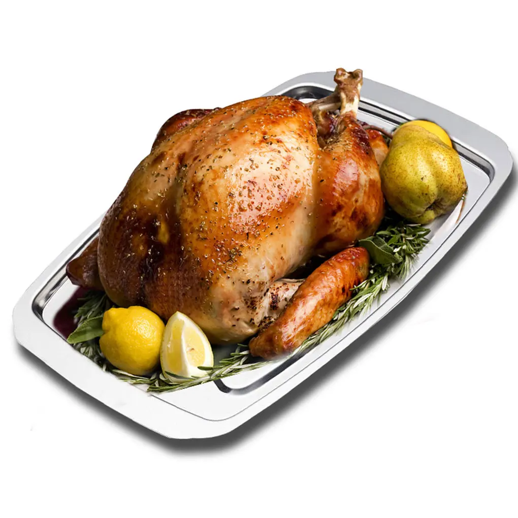 Stainless Steel Metal Meat Carving Tray With Spikes Cutting Chopping Serving Meat Meat Carving Board