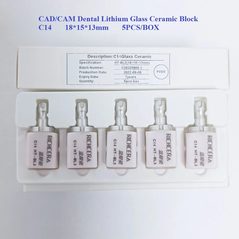 

5PCS CAD/CAM Dental Glass Ceramic Block C14 Dental Lithium Glass Ceramic Block For Veneer Inlay Dental Rachcera Ceramic Blocks