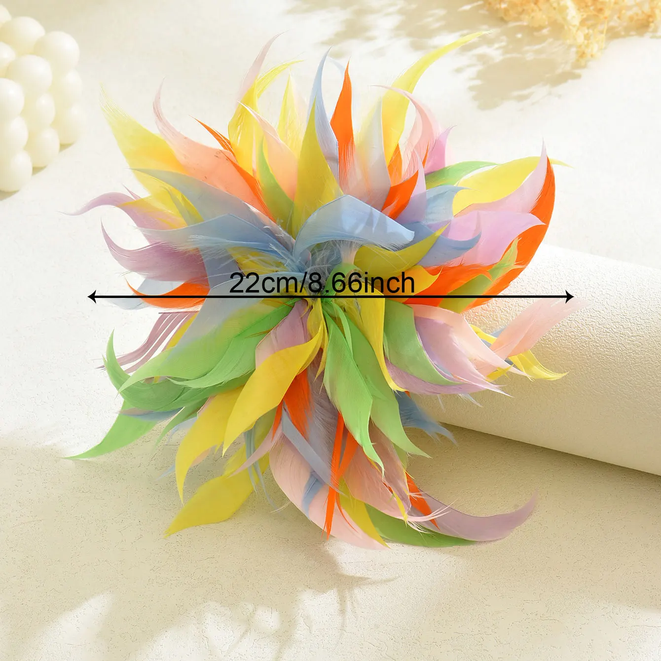 22CM Bohemia Multicolor Artificial Feather Brooch for Women Vintage Exaggerated Handmade Lapel Pins Party Wedding Jewelry Gifts