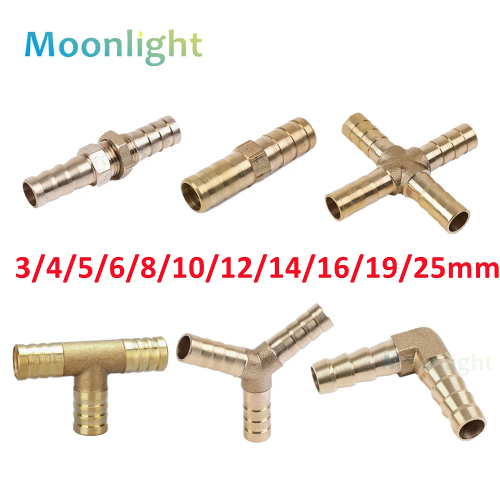 Brass Barb Pipe Fitting Straight Elbow T Y X Shape 2 3 4 Way Connector hose pipe fitting pipe fitting tee adapter water pipe fitting for 6mm to 19mm 8mm 10mm 14mm 16mm 4mm Copper Water Tube