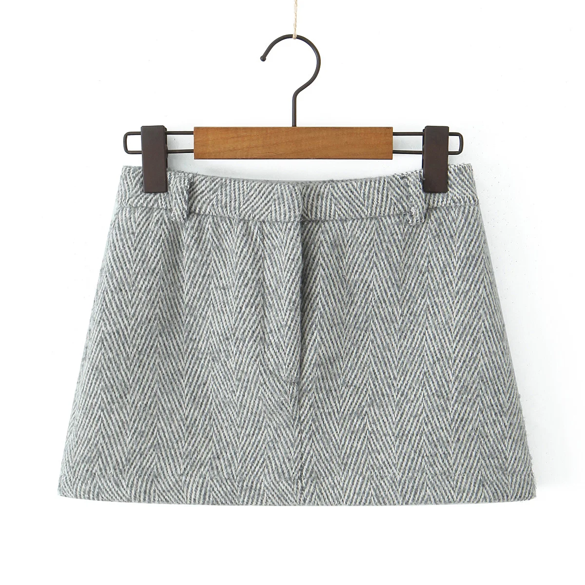 2 Pieces 1 Set CHILL Notched Tweed Weave Oversized Blazer High Waist Package Hips A-line Mini Skirt Suits Matching Gray