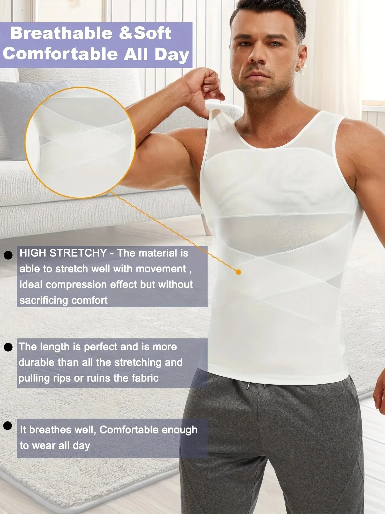 Slimming Vest Men's Breathable Compression Tummy Control Undershirt Slimming Body Shaper Sleeveless Tank Top Shaping Spring/Summer Sweatshirt