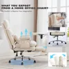 Large Tall Fabric Computer Chair, Comfortable Ergonomic Home Office Chair with Footrest, Cute Chenille Fabric High Back Recliner 3