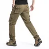 Large Pocket Loose Overalls Men's Outdoor Sports Jogging Tactical Pants Elastic Waist Pure Cotton Casual Work Pants 3