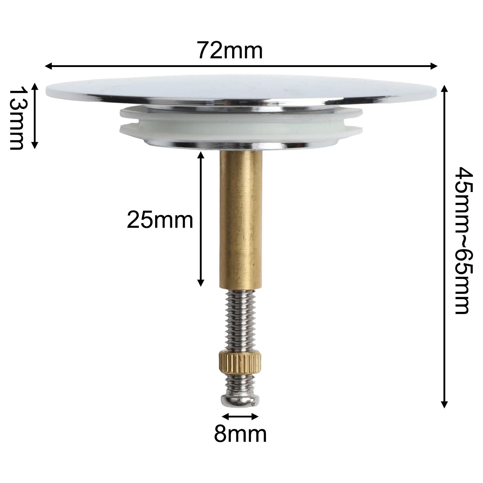 Flexible Silicone Seal Adjustable Drain Valve 45mm To 65mm Adjustable Height Height Bathtub Drain Cover