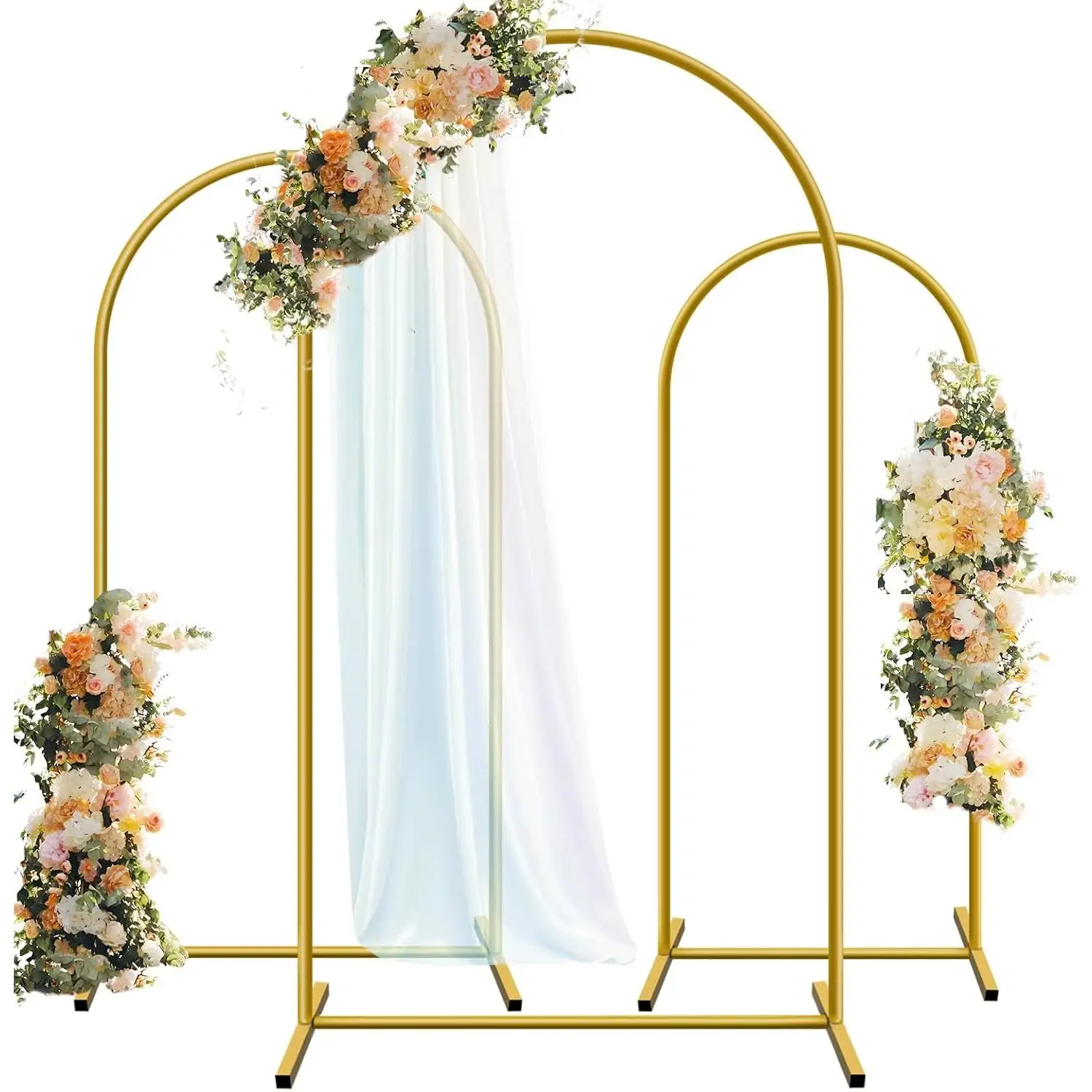 Gold Metal Arch Backdrop Stand Set of 3, 7.2ft, 6.6ft, 6ft Wedding