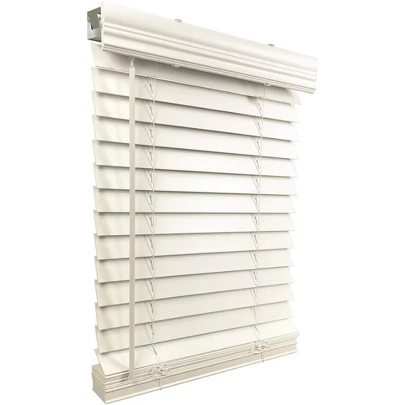 

US Window and Floor 2" Cordless Faux Wood Blinds, Fit Windows 34 3/4" - 35", (Blind Size 34 3/8" x 72"), Inside Mount