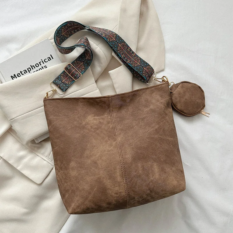 Vintage Pendeln Damen Umhängetasche Große Kapazität Lässige Umhängetaschen Pu Leder Handtaschen Und Geldbörsen Designer Tote