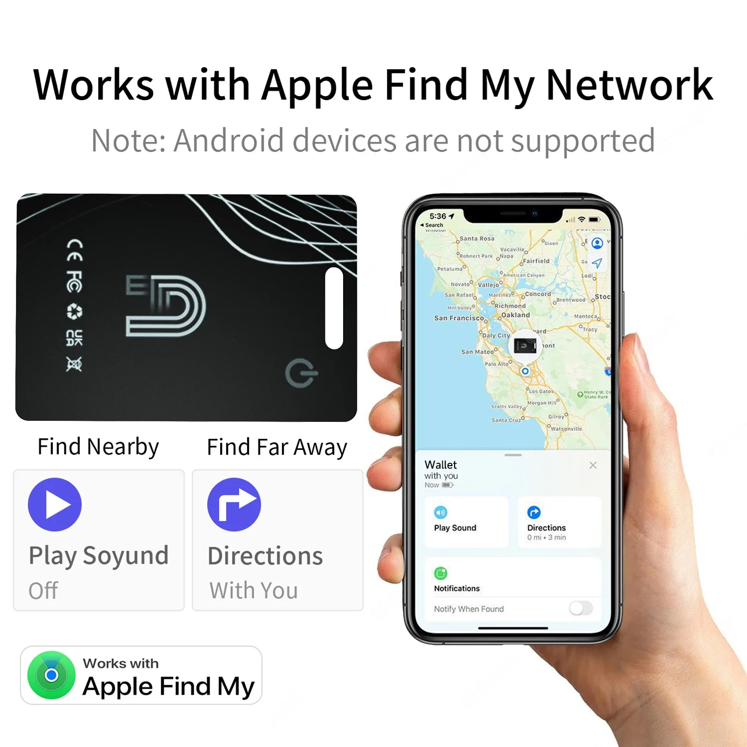 Bluetooth Wallet Tracker Card ultra thin Wireless Charging Works with thumbnail 5